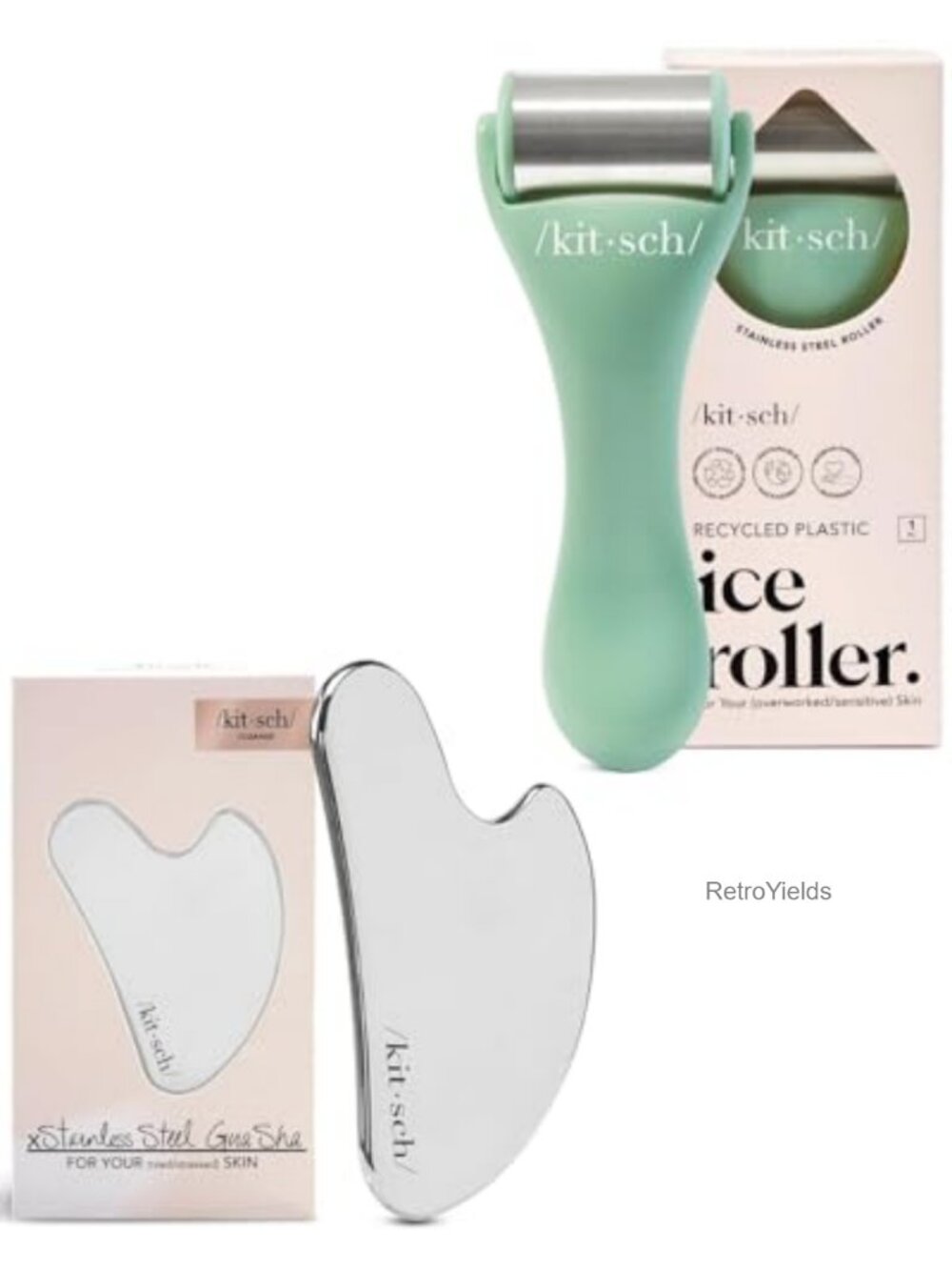 Stainless Steel Ice Roller & Gua Sha Set Facial Cooling Massage Tool